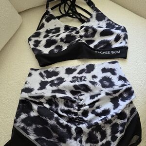 Black and White Patterned Athletic Shorts